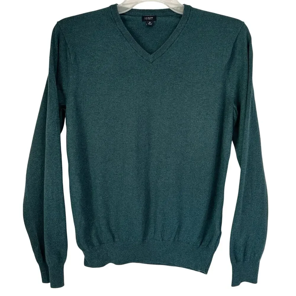 J. Crew Cotton Cashmere V-Neck Sweater Teal 29235 Mens Size M
